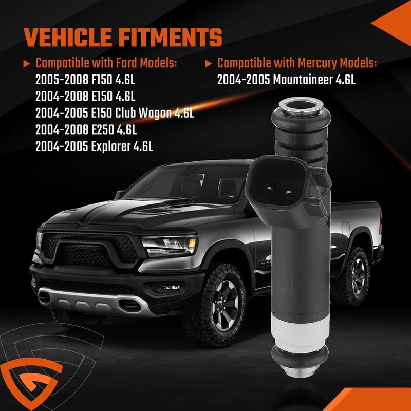 GEARCESS Fuel Injectors Fit for Ford F-150/E-150 2004-2008, E-250 2005-2008, Explorer E-150 Club Wagon 2004-2005 & Fit for Mercury Mountaineer 2004-2005, V8 4.6L, Replace# 4L3Z9F593BA (Set of 8) - Image 3